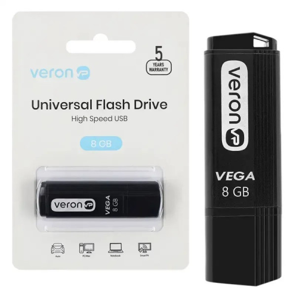 Флеш пам`ять Veron USB 8GB Vega Series 121 Black Харків - зображення 2