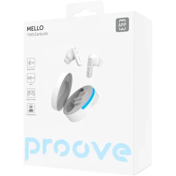Bluetooth-гарнітура Proove Mello TWS with ANC (APP) White (TWML0001AP02) Харків - зображення 4