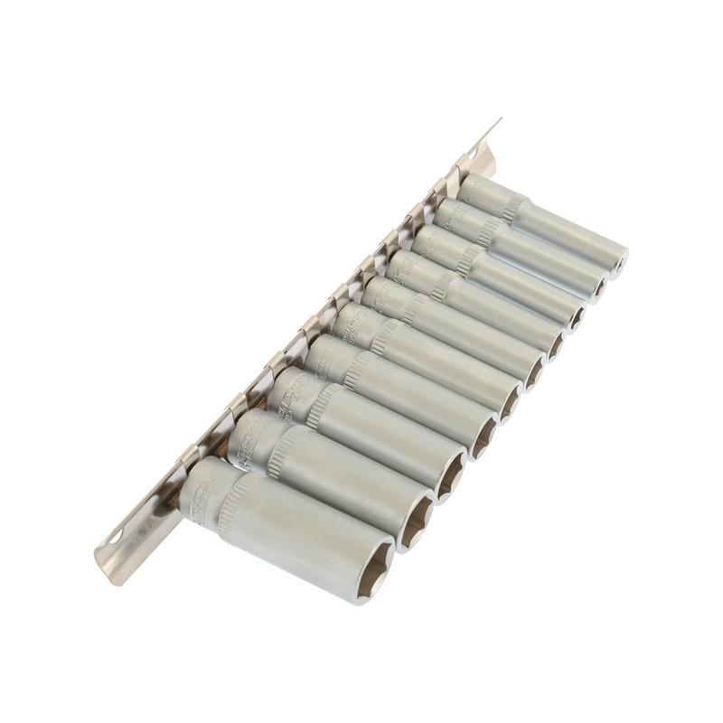 Набор головок торцевых 6-гранных удлиненных MASTERTOOL ¼" 4-13 мм L 48 мм CrV 10 шт 78-1411 Харків - зображення 1