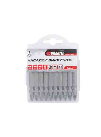 Насадка отверточная GRANITE двусторонняя PZ1/PZ2 65 мм ¼" S2 набор 10 шт 10-91-651 Харків