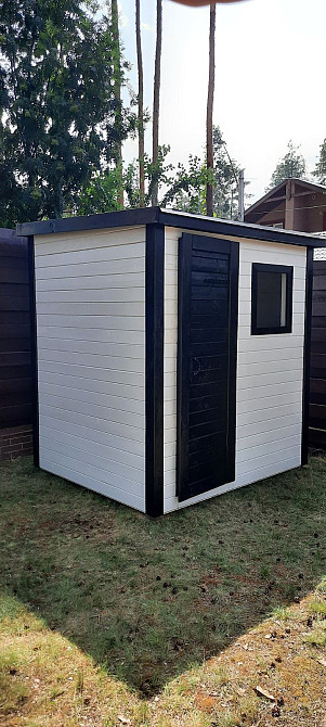 Дачный туалет. Деревянный туалет. Душ туалет из дерева. Туалет на дачу. Дачный душ. Вишневе - зображення 8