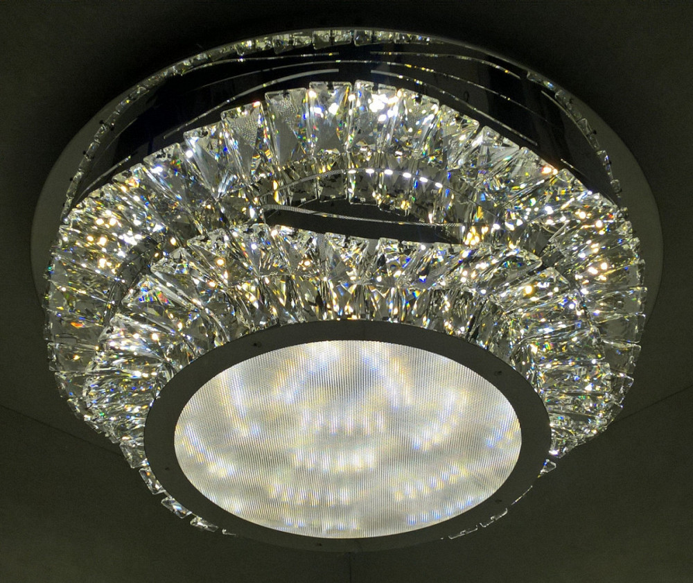 Люстра стельова кришталева LED з пультом C1784/500 Хром 18х50х50 см. Київ - зображення 1