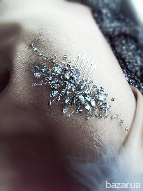 Серебристая туманность заколка гребень серый для волос прическу вечернее украшение Луцк - изображение 3