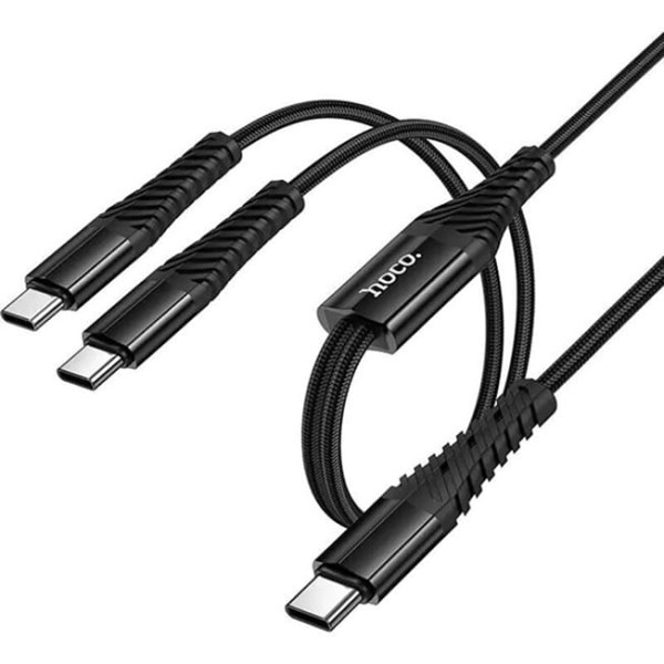 Кабель Hoco X123 2-in-1 Type-C to 2 Type-C 2.4A 1.2m Black Харьков - изображение 4