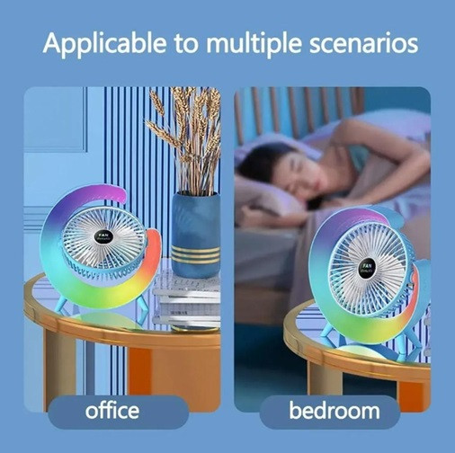 Вентилятор настольный бесшумный с подсветкой RGB Fan Colorful Desktop 19030 голубой Киев - изображение 5