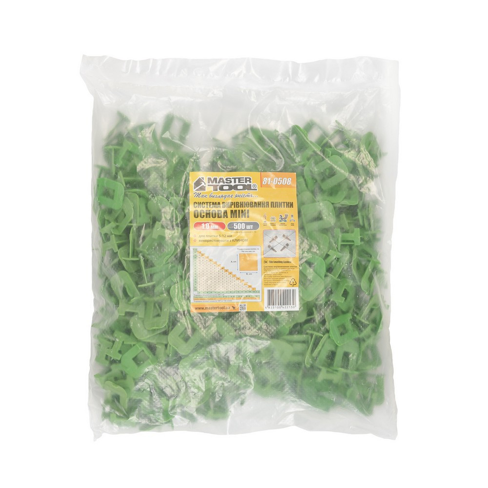 Система выравнивания плитки MASTERTOOL ОСНОВА MINI 1.0 мм набор 500 шт 81-0508 Харьков - изображение 2