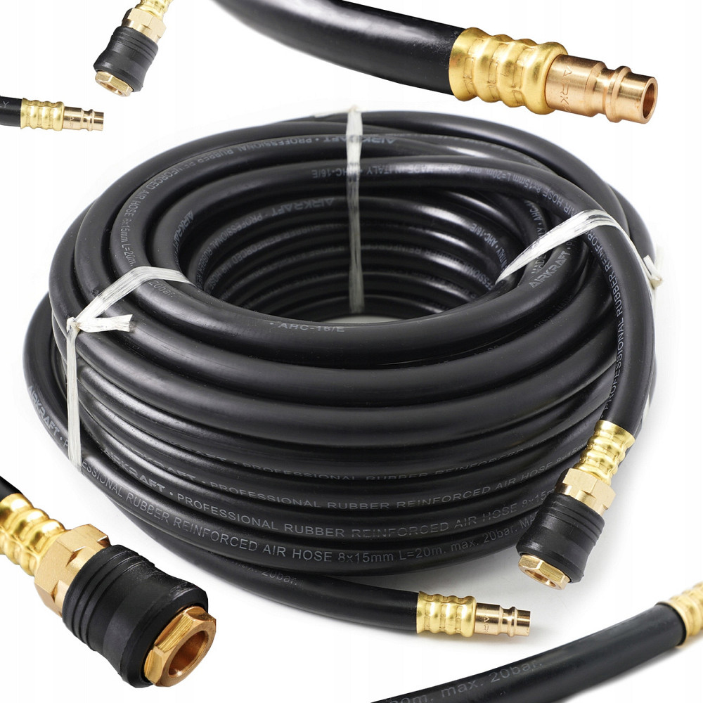 Шланг резиновый воздушный армированный  (PROFI) 20 атм 10x17мм, 15м с латунными быстроразъемными сое Харків - зображення 1