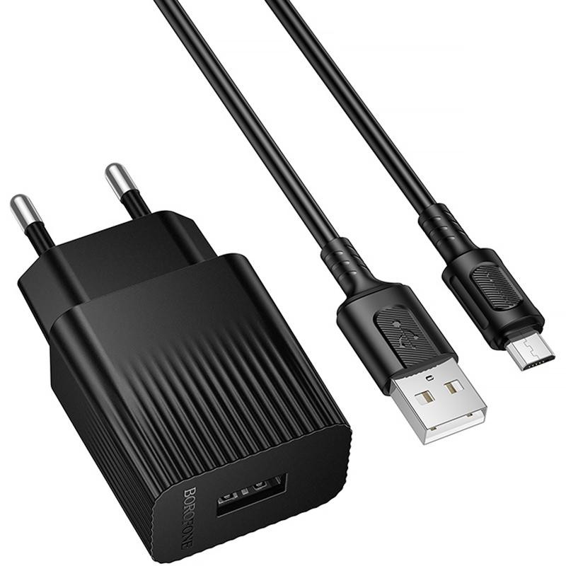 СЗУ Borofone BAS71A Source 10.5W (1USB-A) + кабель USB to MicroUSB Херсон - зображення 2