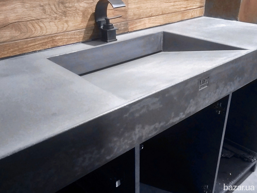 Умывальник бетонный щелевой ЛОФТ из бетона подвесной LOFT раковина в ванную мойка чаша производство Одесса - изображение 1