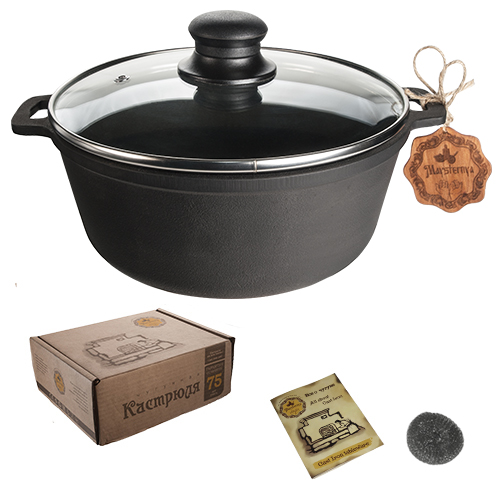 Кастрюля чугунная  Maysternya со стеклянной крышкой (казан) 3 л Т402С3 Одесса - изображение 4