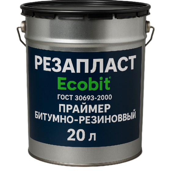 Праймер РЕЗАПЛАСТ Ecobit покрівельний для швів гумово-бітумна ТУ 21-27-105-83 20 л Днепр