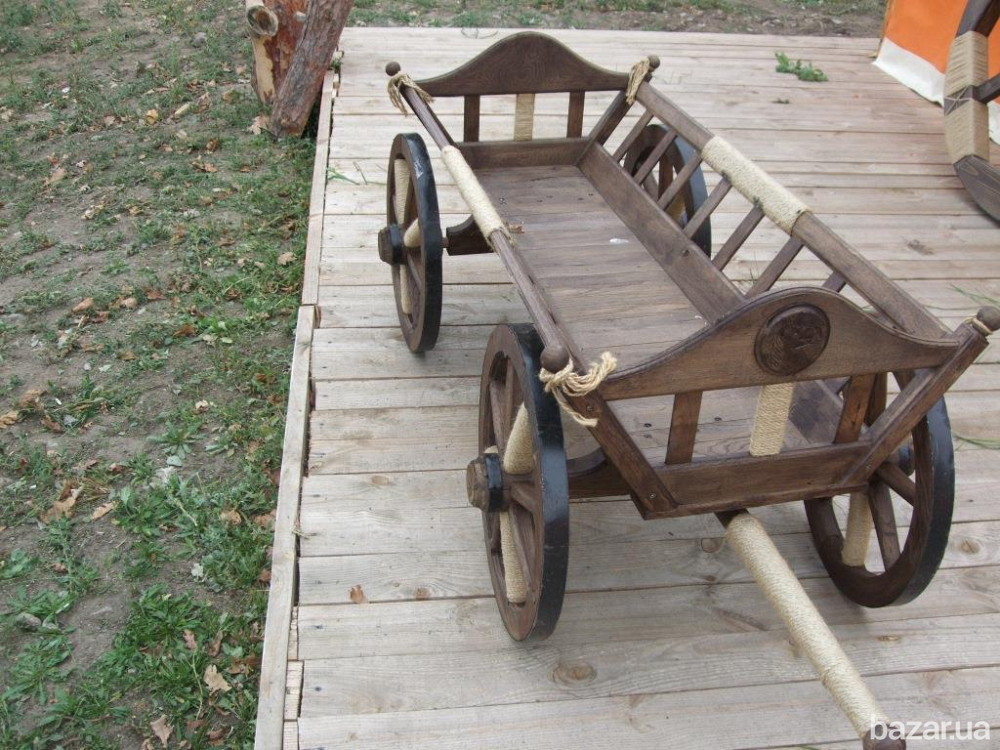 Декоративная телега. Возик. Повозка. Візок садовий. Деревянные колеса для телег Київ - зображення 3