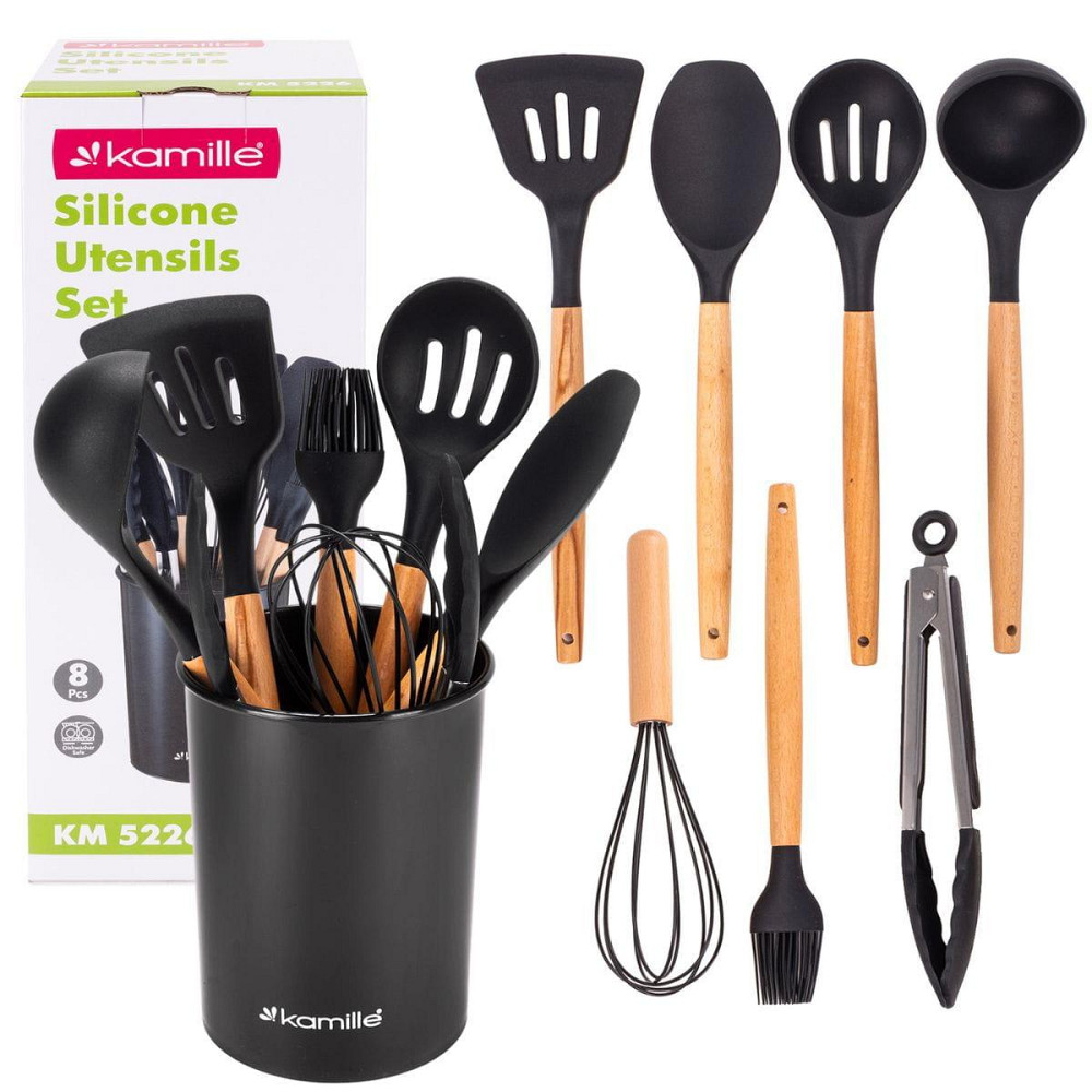 Набор силиконовых кухонных принадлежностей Kamille 8 предметов черный Одеса - зображення 2