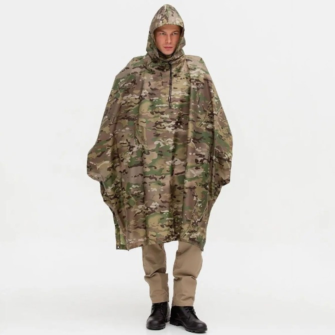 Зміцнений тактичний дощовик пончо (плащ-палатка), мультикам камуфляж Киев - изображение 1