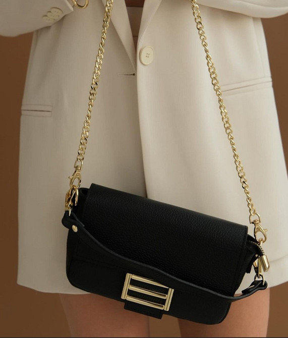 Сумка кросс боди кожа Италия вера пелле маленькая сумочка на цепочке TS314 черная Київ - зображення 1