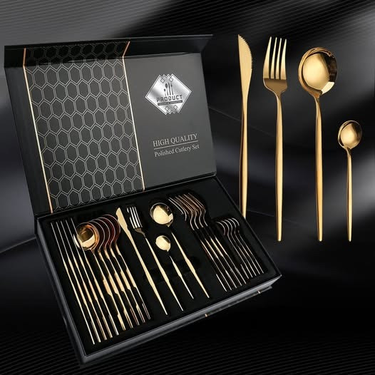 Набір столових приборів із позолотою на 6 персон, 24 предмети Дніпро - зображення 1