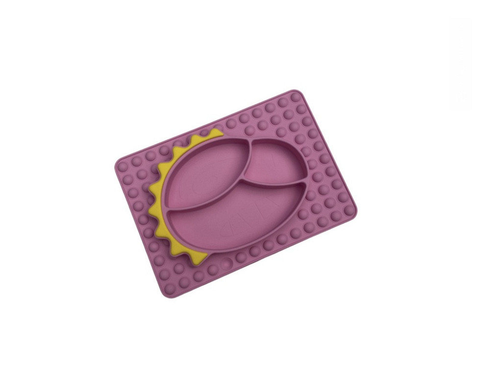 Детский силиконовый набор посуды для кормления Дракоша (розовый) 7 предметов Киев - изображение 6