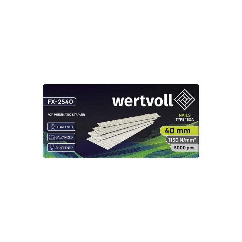 Гвоздь закаленный для пневмостеплера WERTVOLL тип 18GA 40 мм/1.0х1.25 мм 5000 шт FX-2540 Харьков - изображение 2