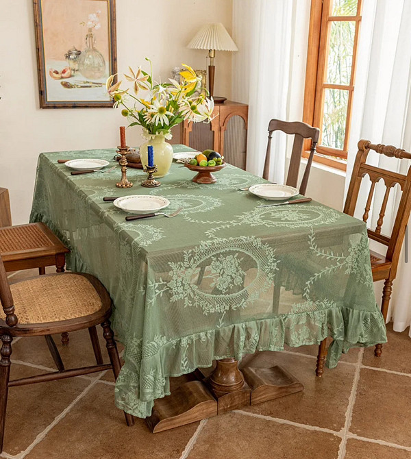 Скатерть кружевная Malva 1.1х1.5м зеленая Одеса - зображення 1