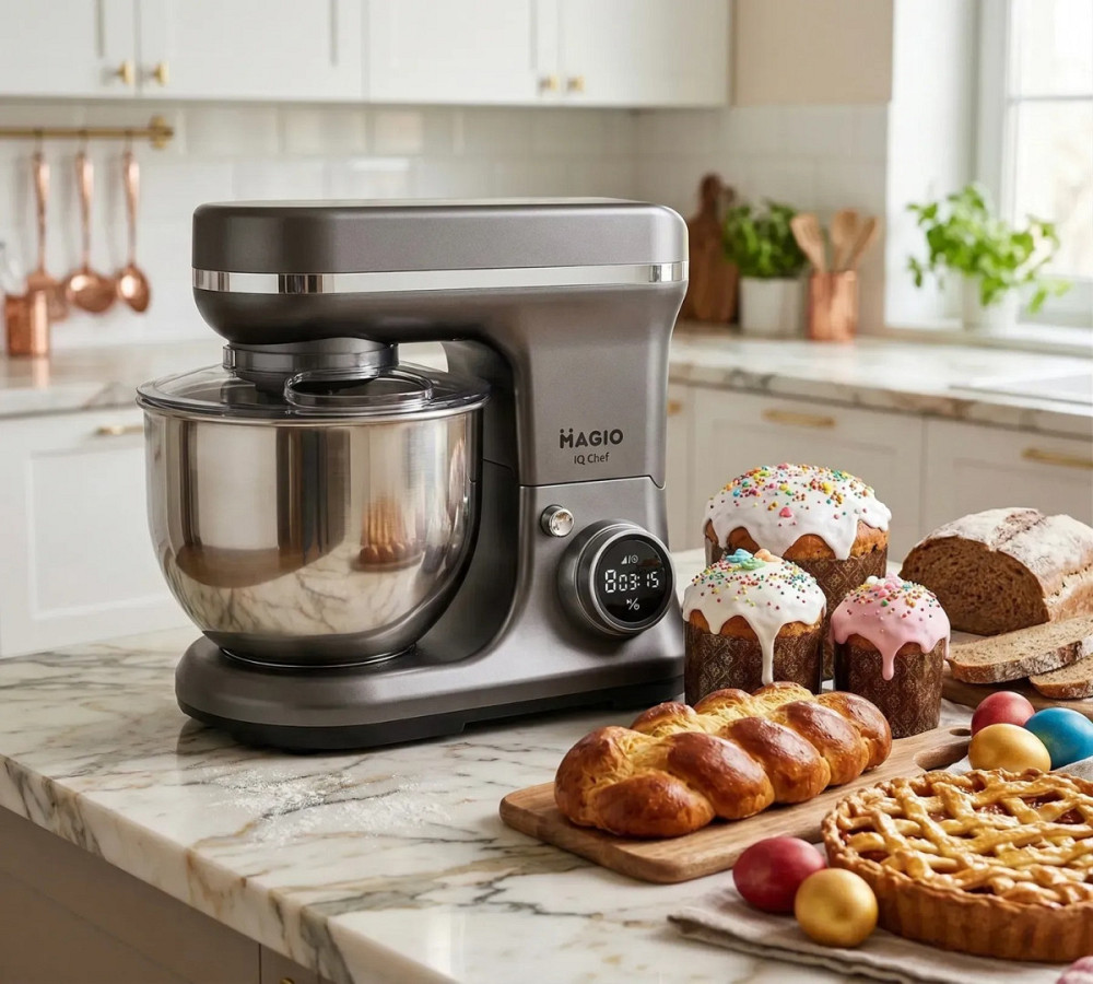 Миксер планетарный Magio IQ Chef Titanium MG-233 5.5 л 3600 Вт серебристый Київ - зображення 2