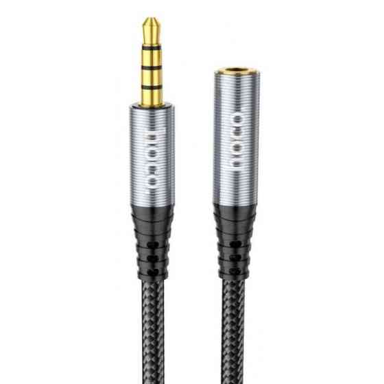 Аудіо-кабель Hoco UPA20 3.5 audio Male to Female 1m Metal Gray Харків