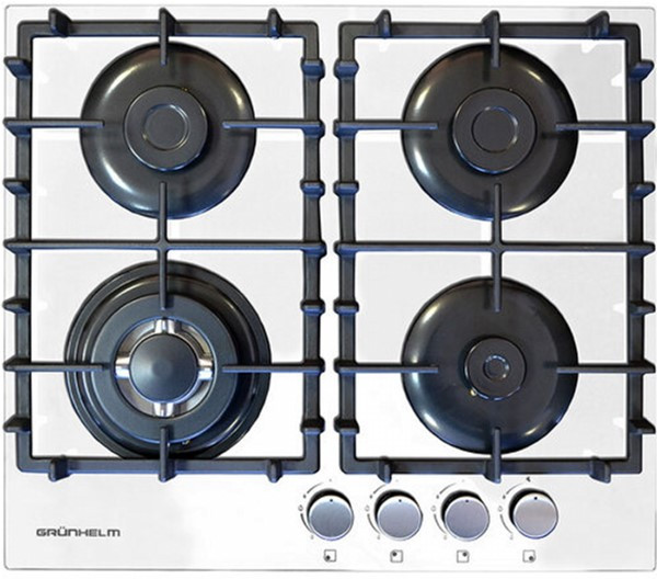 Газовая варочная поверхность GRUNHELM GPG 6254 WF (4 конфорки, чугун, закаленное стекло, белая) Київ - зображення 8