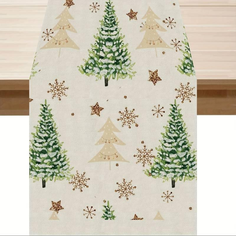 Дорожка новогодняя Елочки Leeseph 180см беж Mv057 Одеса - зображення 1
