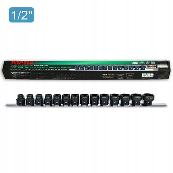 Набор головок ударных низкопрофильных с 6-гр. хвостовиком 1/2" 10-24мм 14ед. TOPTUL GDBU1402 Харьков - изображение 2