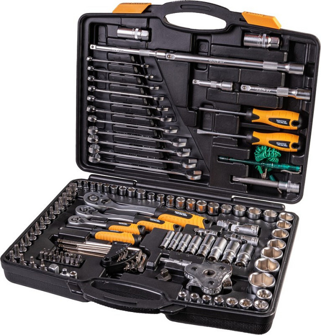 Набор инструментов MASTERTOOL PROFI ¼"&⅜"&½"&TORX 121 шт 4-13 мм 9-19 мм 20-32 мм Е8-Е20 CrV50BV30 п Харків - зображення 1