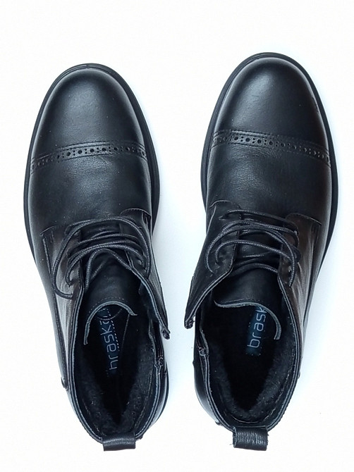 Чоловічі шкіряні зимові чобітки, черевики на хутрі чорні Braska Вышгород - изображение 1