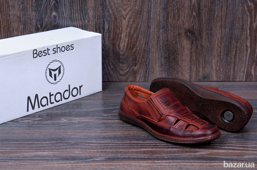 Мужские кожаные летние туфли Matador Brown Київ - зображення 8
