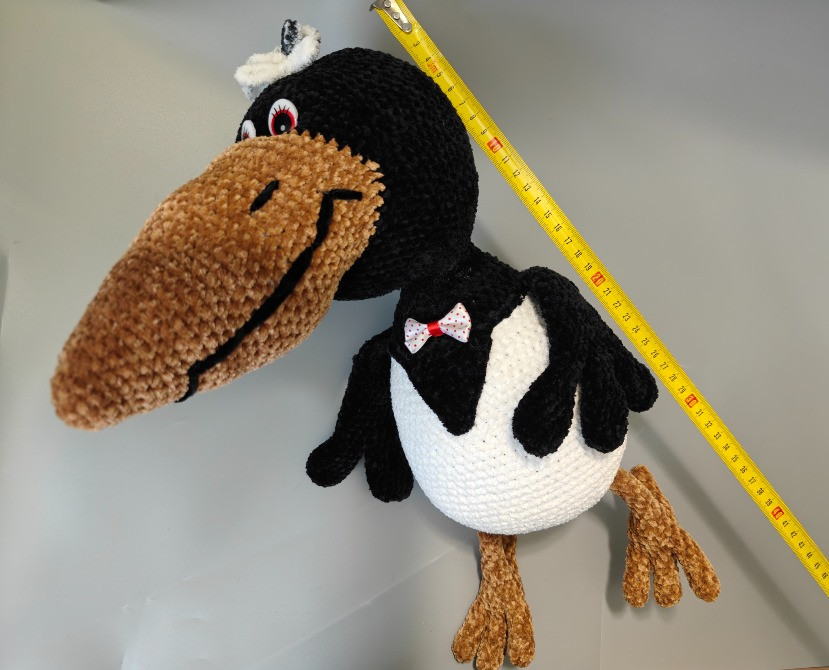 Пташка птиця велика Ворона чорна іграшка в'язана крючком м'яка ручна робота Нововолынск - изображение 4
