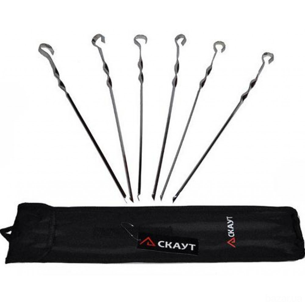 Набор шампуров Kamille "Скаут" 6 штук 45 см в чехле Одеса - зображення 1