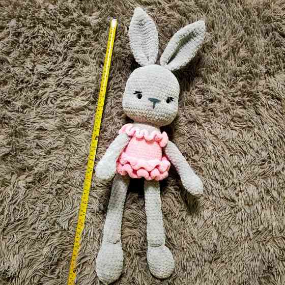 Зайка балеринка в'язана іграшка сіра дитяча м'яка сувенір подарунок hand made Нововолинськ