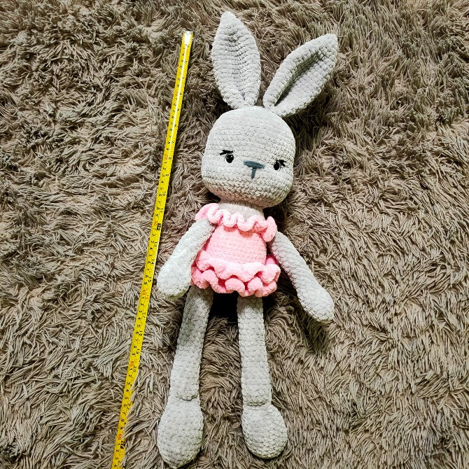 Зайка балеринка в'язана іграшка сіра дитяча м'яка сувенір подарунок hand made Нововолынск - изображение 2