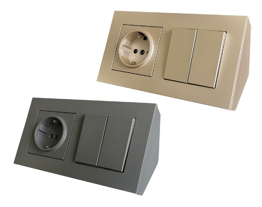 Угловой блок розеток Simon 55 CornerBox 220 + выключатель двухклавишный Київ - зображення 1