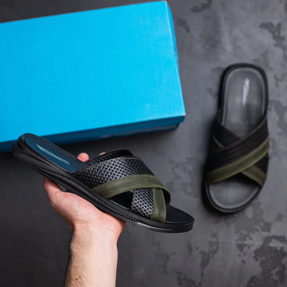 Мужские кожаные  летние шлепанцы-сланцы Київ - зображення 9