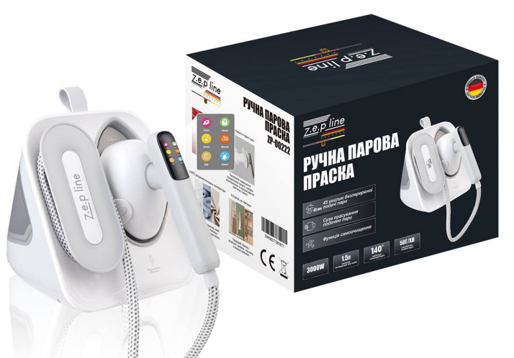 Утюг паровой ручной Zepline ZP-00222 White 3000 Вт белый Київ - зображення 1