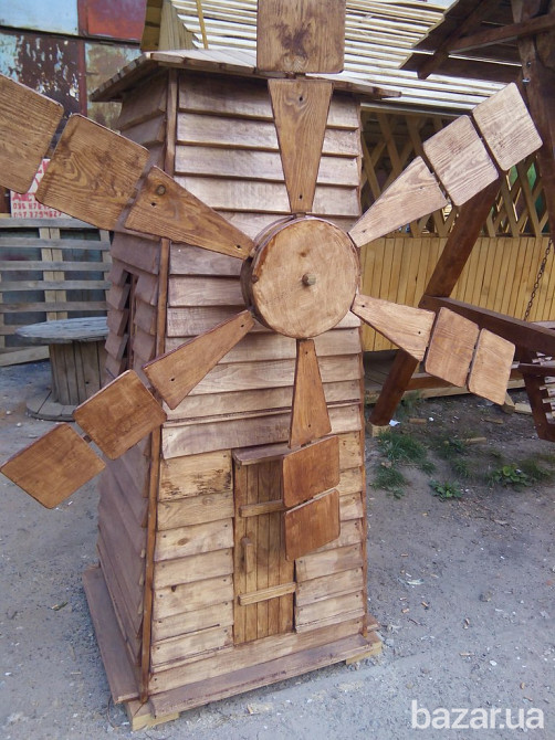 Декоративная мельница из дерева. Вітряк садовий. Киев - изображение 3