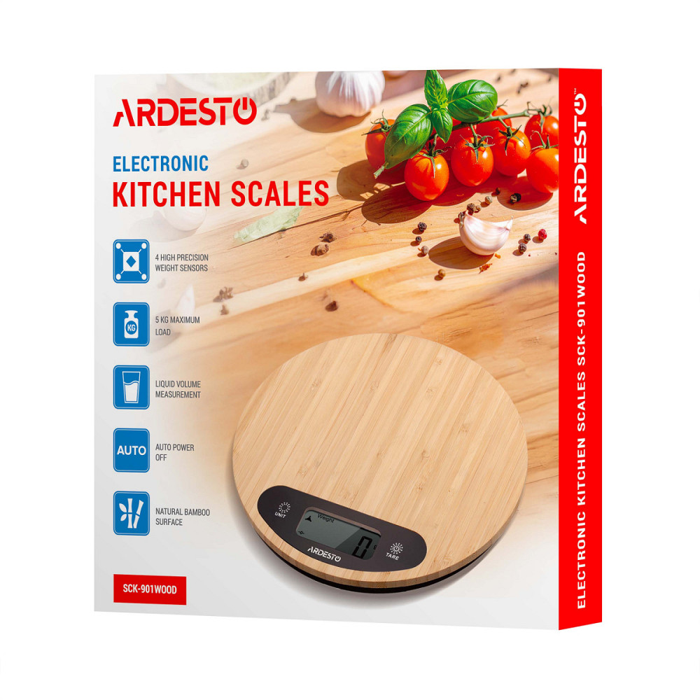 Весы кухонные Ardesto SCK-901WOOD 5 кг бежевые Київ - зображення 4
