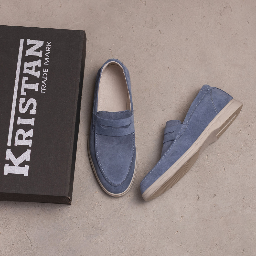 Мужские кожаные лоферы Light gray Киев - изображение 7