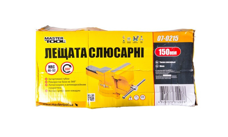 Тиски слесарные настольные поворотные MASTERTOOL 150 мм с наковальней 07-0215 Харків - зображення 4