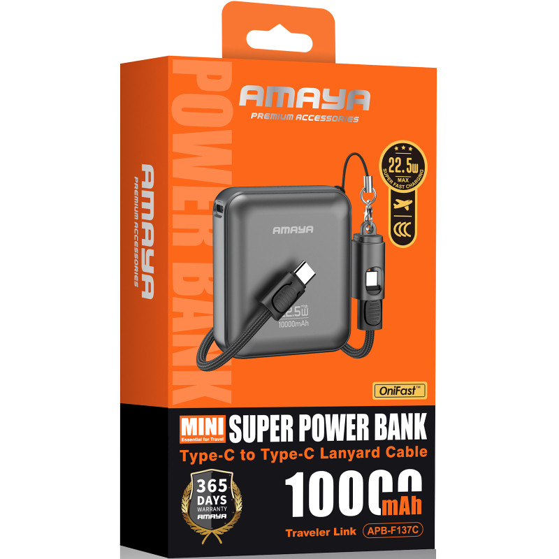 Портативное ЗУ Power Bank Amaya F137C PD22.5W with cable 10000 mAh Херсон - изображение 2