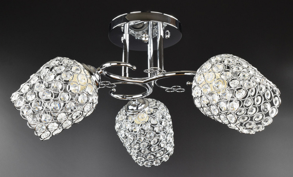 Люстра стельова на 3 лампочки 2229/3B-ch Хром 26х43х43 см. Київ - зображення 1