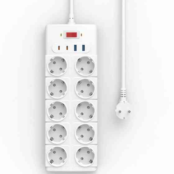 Удлинитель WIWU S008 Power Strip PD20W (2USB-A/2C/10xSocket) (2m) Херсон