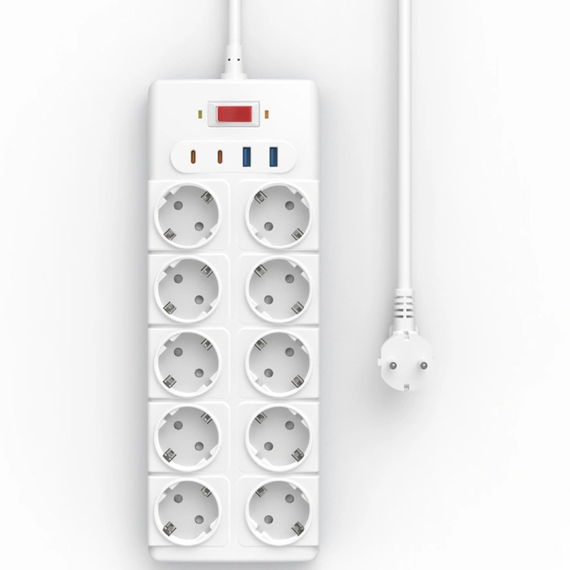 Удлинитель WIWU S008 Power Strip PD20W (2USB-A/2C/10xSocket) (2m) Херсон - изображение 2