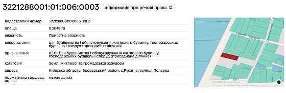 Русанів. Продам 20,5сот під забудову по житловій вулиці Бровары