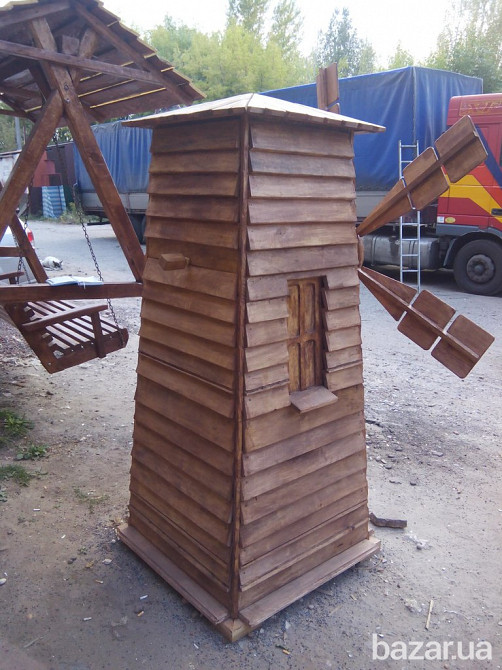 Декоративная мельница из дерева. Вітряк садовий. Киев - изображение 4