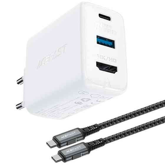 СЗУ Acefast A17 PD65W GaN (1USB-A/1C/1HDMI) + кабель Type-C to Type-C Херсон