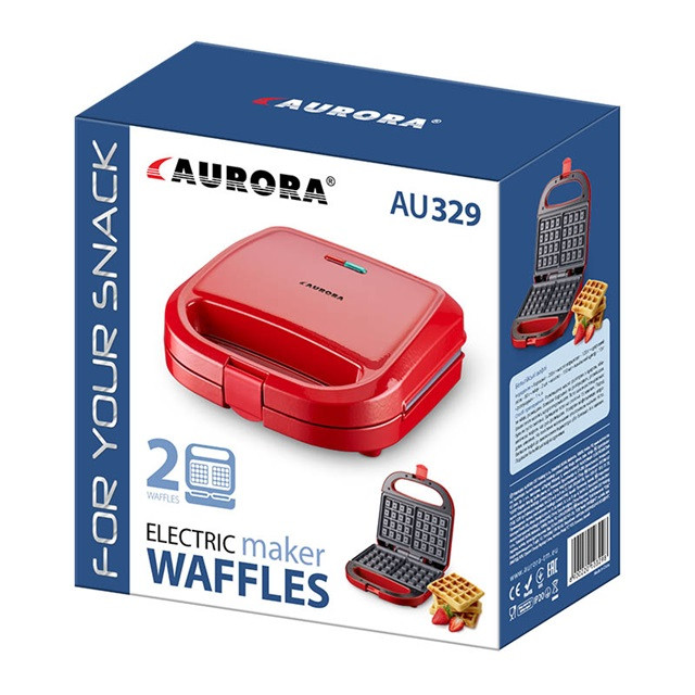 Вафельница Aurora 329AU 750 Вт красная Київ - зображення 4